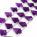 Amethyst Beads | Hand Cut Indian Gemstone | 13mm x 18mm Step Cut Faceted Kite Shaped Beads | High Quality Amethyst | Loose Gemstone Beads