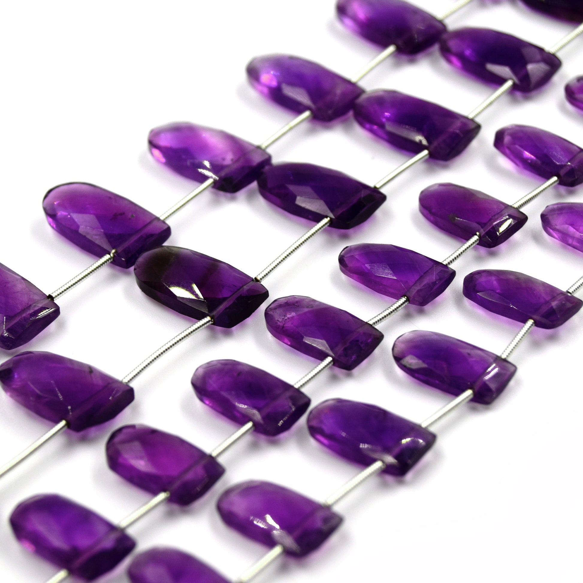 Amethyst Beads | Hand Cut Indian Gemstone | Two Sizes of U Shaped Beads 
