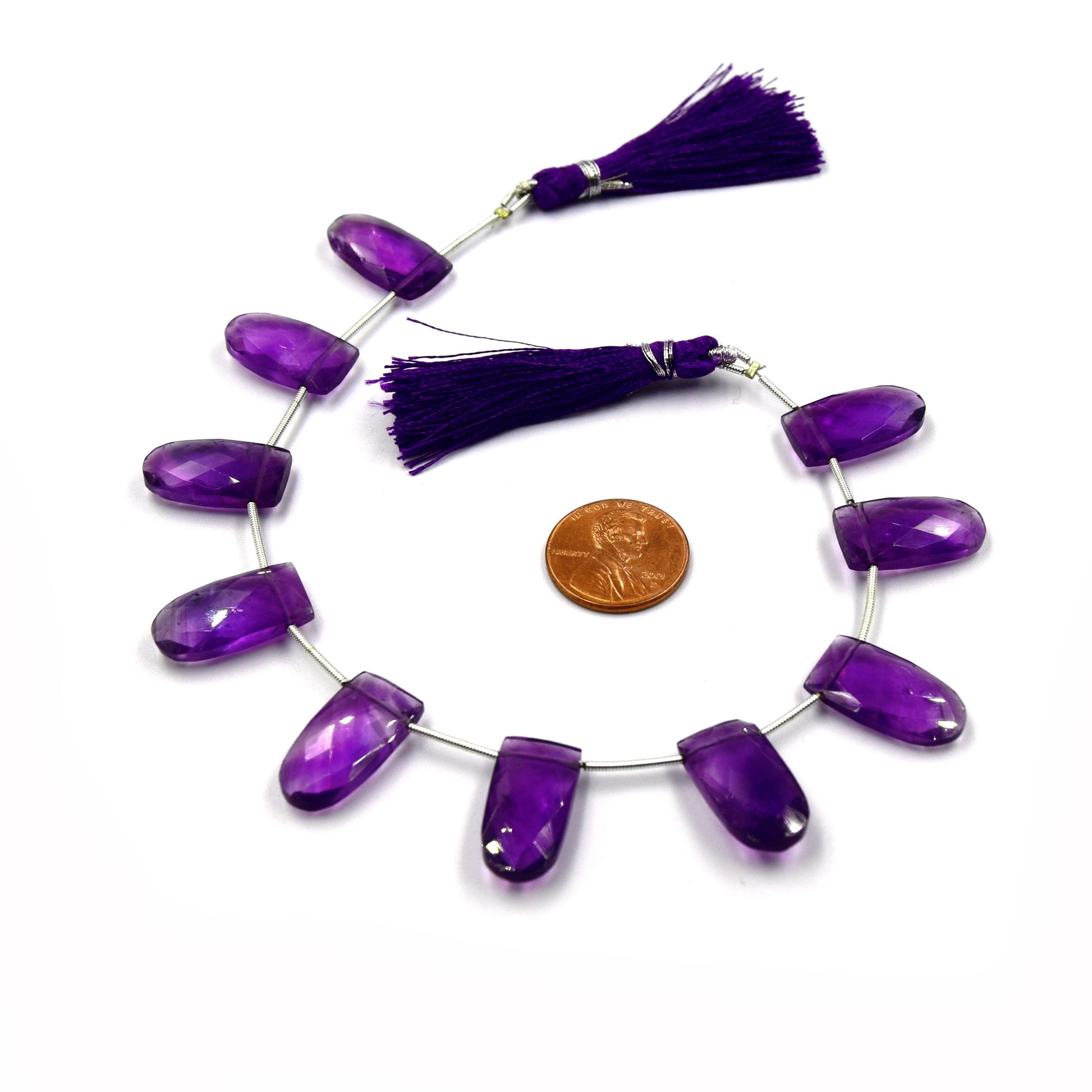 Amethyst Beads | Hand Cut Indian Gemstone | Two Sizes of U Shaped Beads 