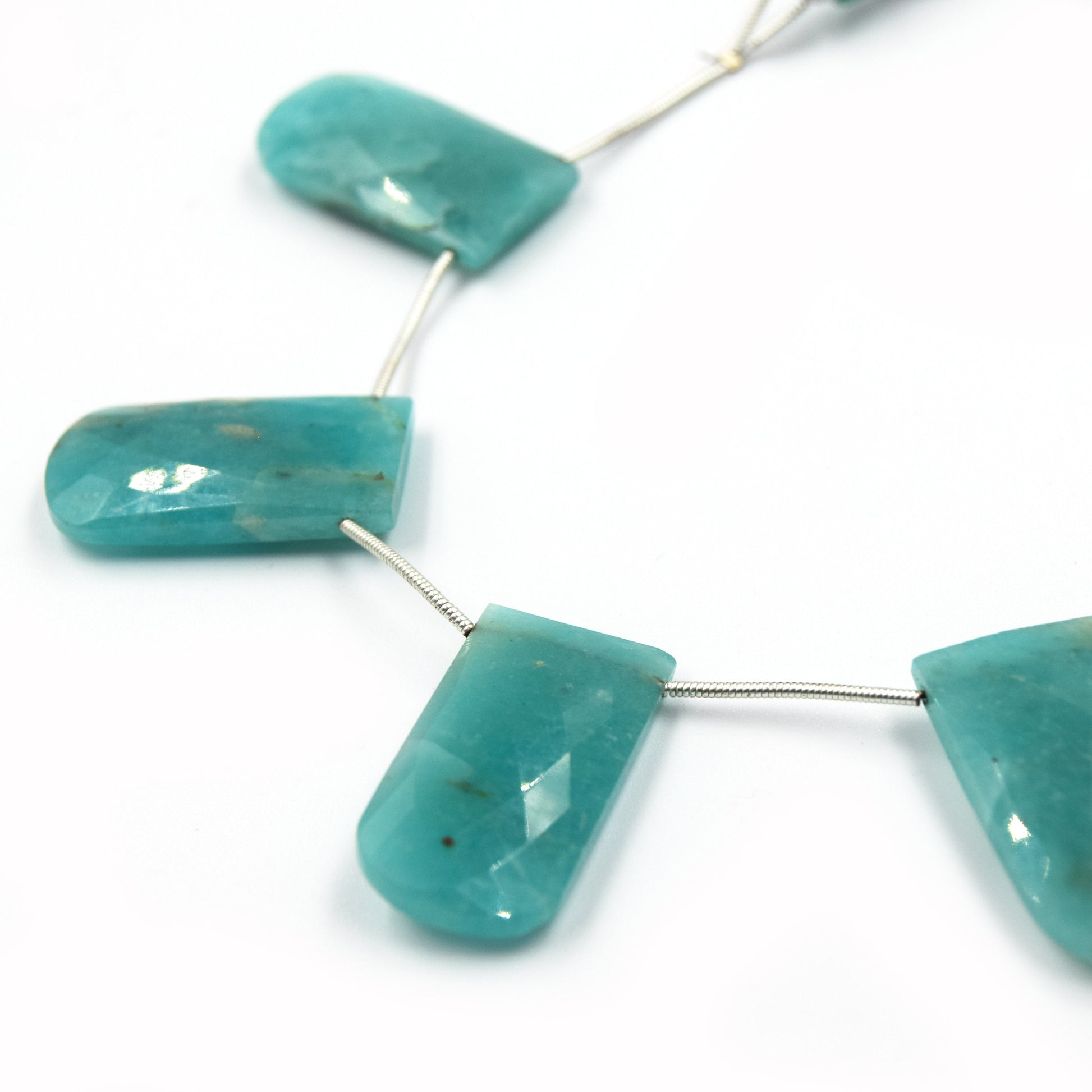 Amazonite Beads | Hand Cut Indian Gemstone | 15mm x 30mm U Shaped Beads 