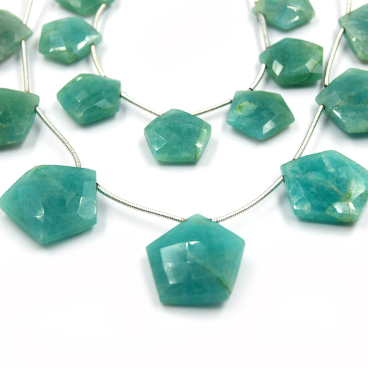 Amazonite Beads | Hand Cut Indian Gemstone | Pentagon Shaped Beads
