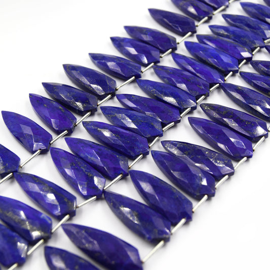Lapis Lazuli Beads | Hand Cut Indian Gemstone | 10mm x 30mm Tie Shield Shaped Beads