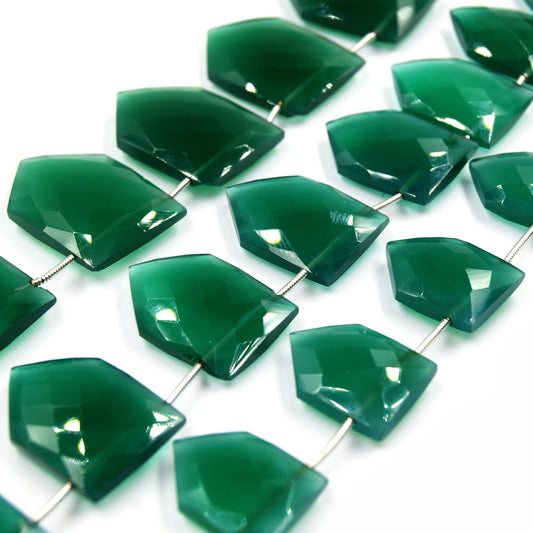Green Onyx Beads | Hand Cut Indian Gemstone | Shield Shaped Beads | High Quality Green Onyx | Loose Gemstone Beads | Three Sizes Available