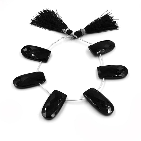 Black Onyx Beads | Hand Cut Indian Gemstone | 15mm x 30mm U Shaped Beads