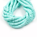 African Vinyl Beads | 8mm Blue Aqua Teal Vinyl Clay Heishi Disc Beads (Approx. 350 Beads)