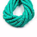 African Vinyl Beads | 8mm Blue Aqua Teal Vinyl Clay Heishi Disc Beads (Approx. 350 Beads)