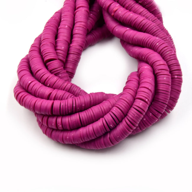 African Vinyl Beads | 8mm Purple Pink Vinyl Clay Heishi Disc Beads (Approx. 350 Beads)