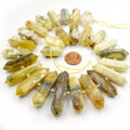 Yellow Opal Beads | Double Point Center Drilled Gemstone Beads | 25mm - 50mm Graduated Double Point Shaped Beads