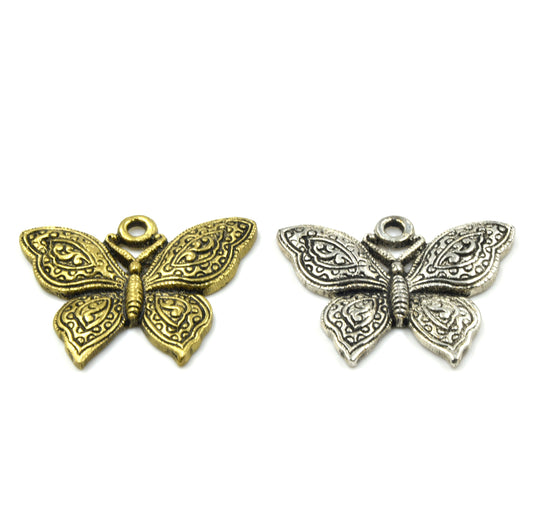 Butterfly Pendant | 41mm x 35mm Brass Butterfly Pendant | Gold and Silver Available
