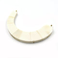 Bone Pendant | 3.5" White Teardrop U-Shaped Crescent Wood Focal Pendant with Gold Rings - Measuring 90mm x 20mm