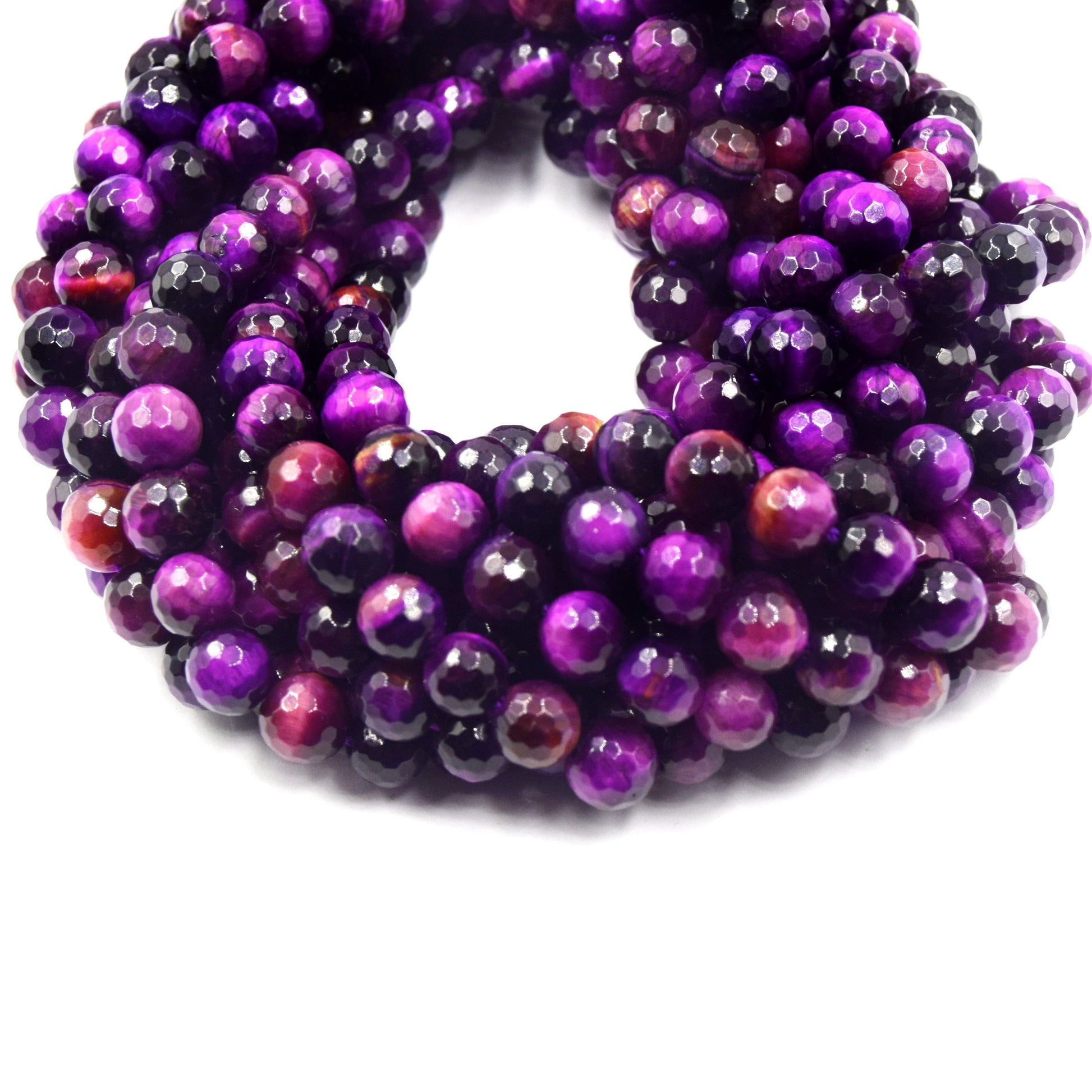 Faceted Tiger Eye Beads | Blue Red Brown Golden Multi Tiger Eye Beads- 15" Strands - Natural Gemstone Beads - (6mm 8mm 10mm 12mm 14mm)