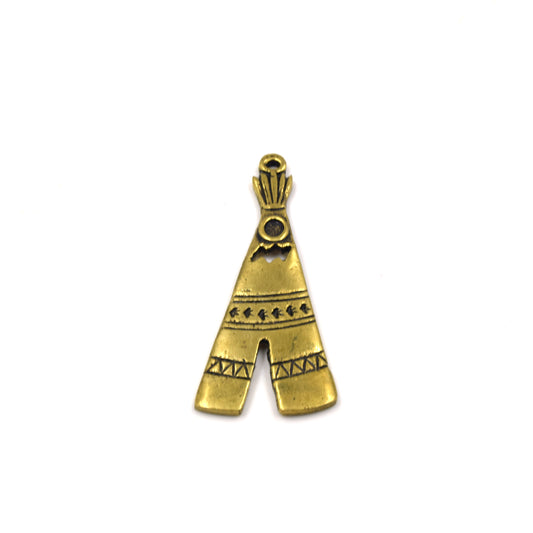Tipi Pendants | 20mm x 50mm Brass Pendants | Antique Gold and Antique Silver Tipi Pendants