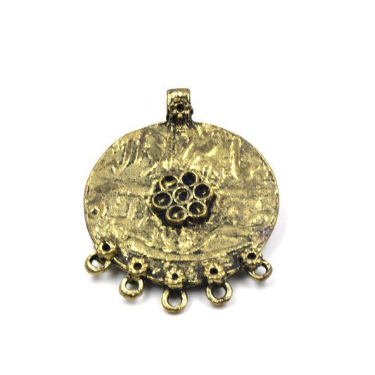 Brass Pendant | 40mm x 55mm Focal Connector Pendants with 5 Loops | Antique Gold and Silver