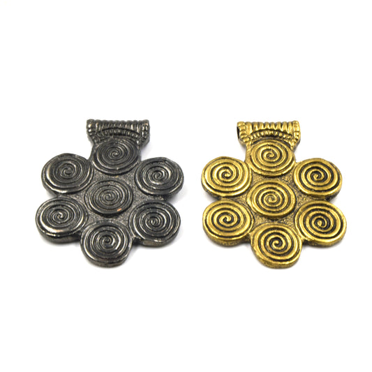 Brass Pendant | 43mm x 55mm Focal Triabal Pendants | Antique Gold and Gunmetal Available