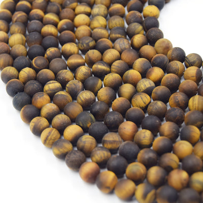 Tiger Eye Beads | Matte Brown Tiger Eye Beads- 15" Strands - Natural Gemstone Beads - (8mm 10mm 12mm 14mm)