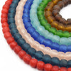African Glass Beads | 14mm Recycled African Glass Round Rondelle Beads - Sold by Approx. 22&quot; Strand (~40 Beads)