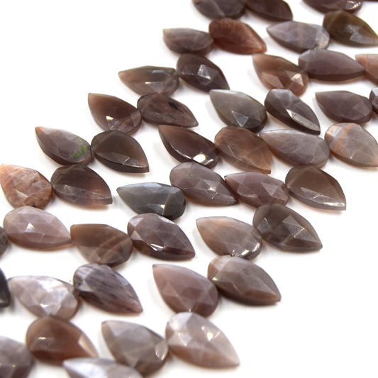 Chocolate Moonstone Beads | 10mm x 18mm Bottom Drilled Teardrop Hand Cut Semi Precious Indian Gemstone | Sold by the strand or pairs
