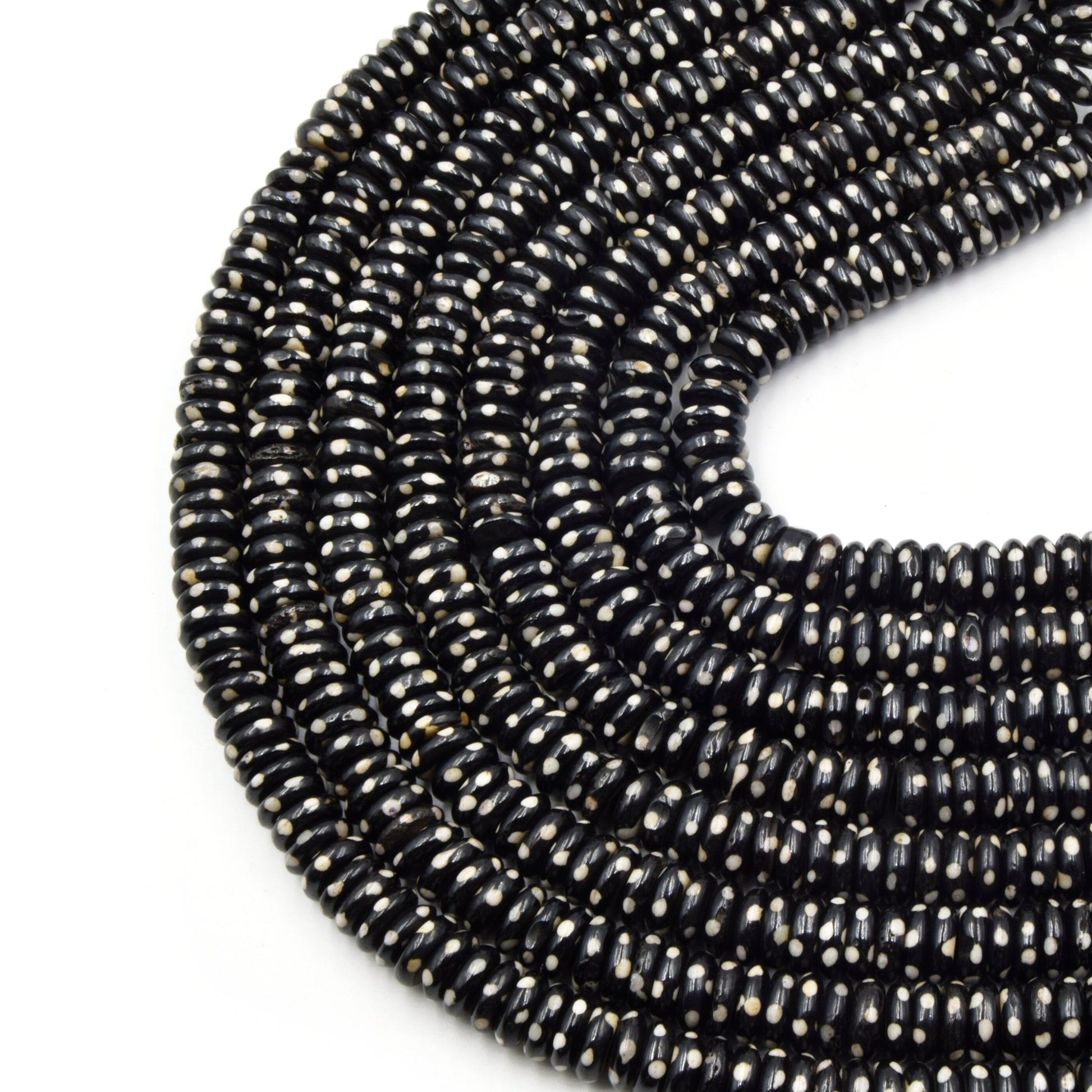 Bone Beads | Batik Bone Beads | 8mm 10mm 12mm Polka Dot Painted Disc