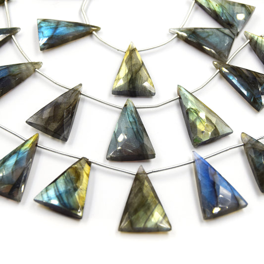 Labradorite Beads | Hand Cut Indian Gemstone | 18mm x 28mm Triangle Trillion Shaped Beads | AAA Labradorite | Loose Gemstone Beads