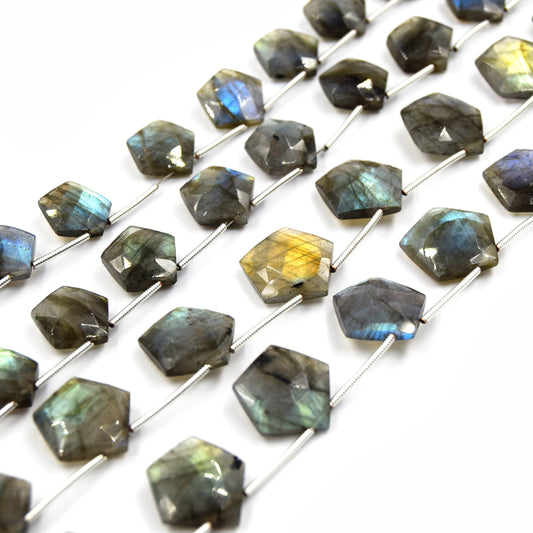 Labradorite Beads | Hand Cut Indian Gemstone | 10mm AND 15mm Pentagon Shaped Beads
