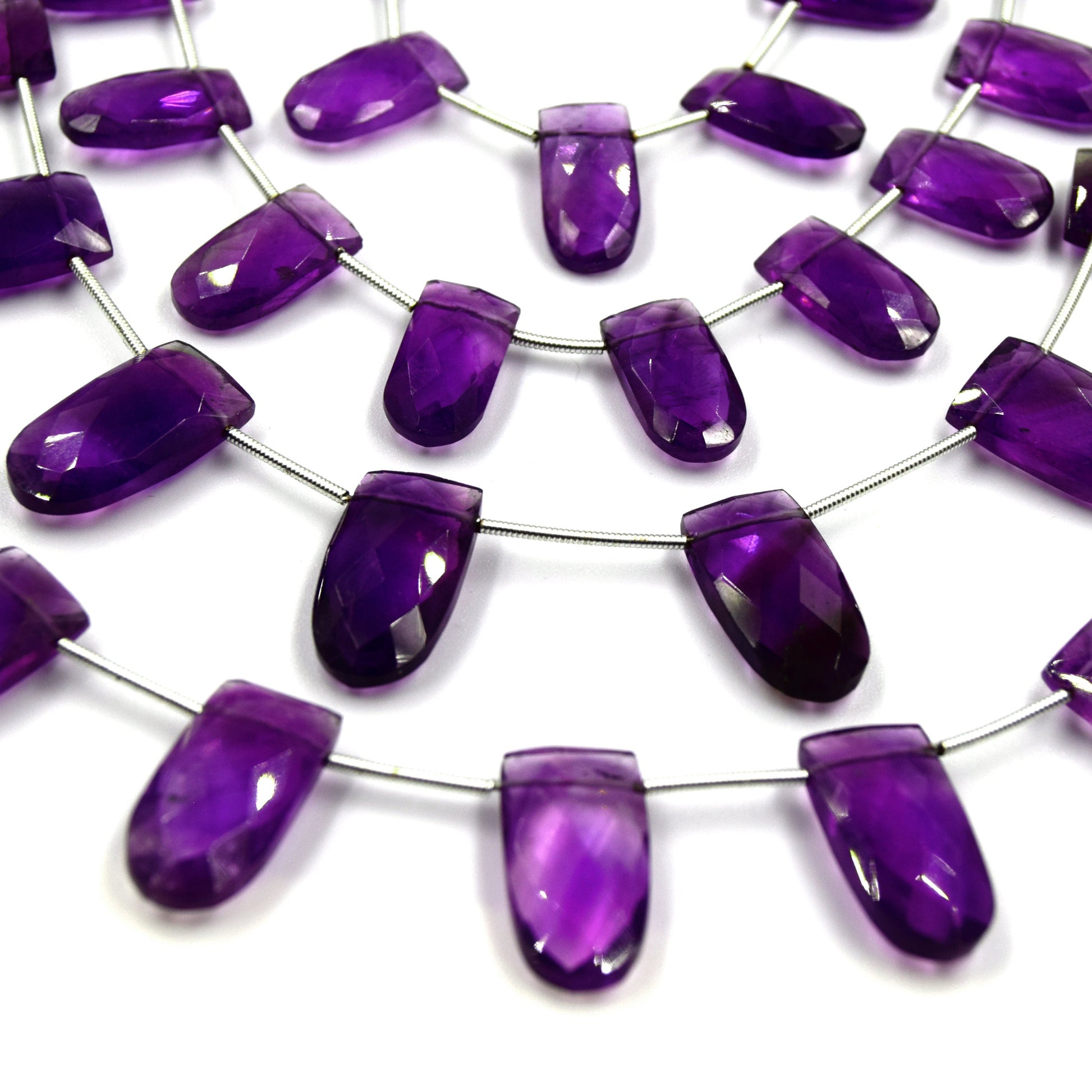 Amethyst Beads | Hand Cut Indian Gemstone | Two Sizes of U Shaped Beads 