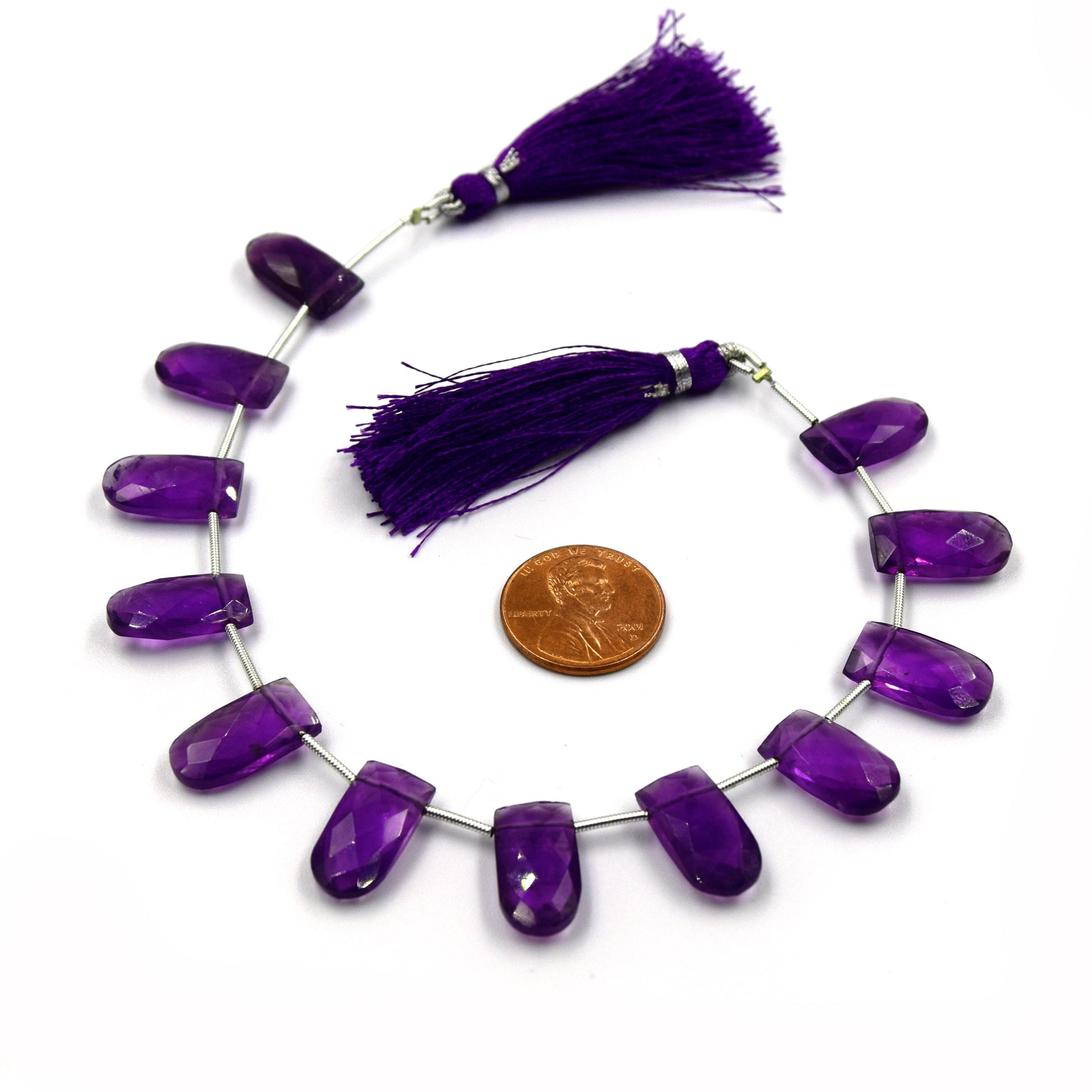 Amethyst Beads | Hand Cut Indian Gemstone | Two Sizes of U Shaped Beads 