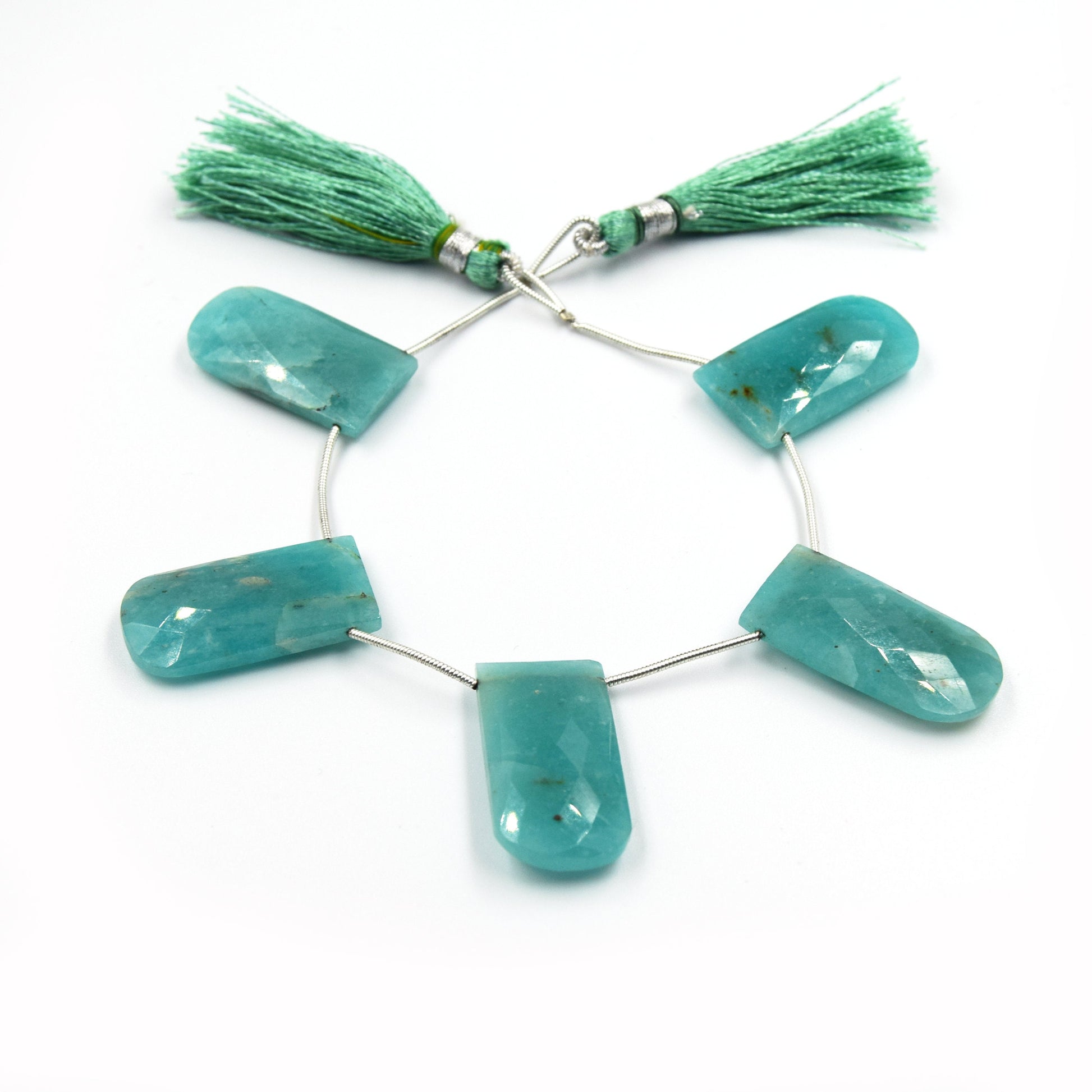 Amazonite Beads | Hand Cut Indian Gemstone | 15mm x 30mm U Shaped Beads 