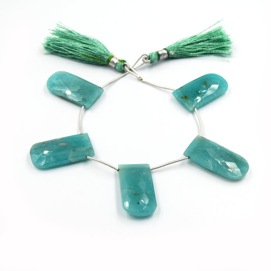 Amazonite Beads | Hand Cut Indian Gemstone | 15mm x 30mm U Shaped Beads 