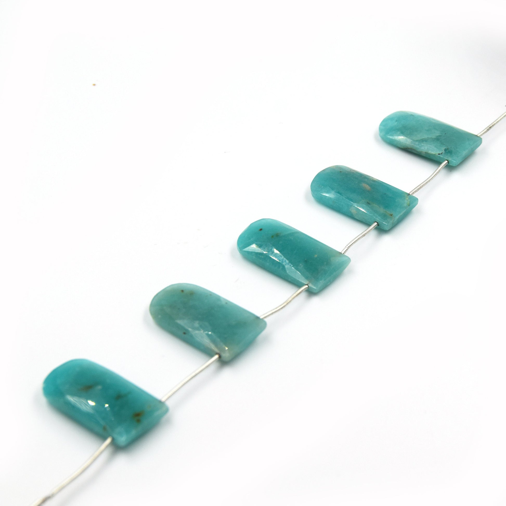 Amazonite Beads | Hand Cut Indian Gemstone | 15mm x 30mm U Shaped Beads 