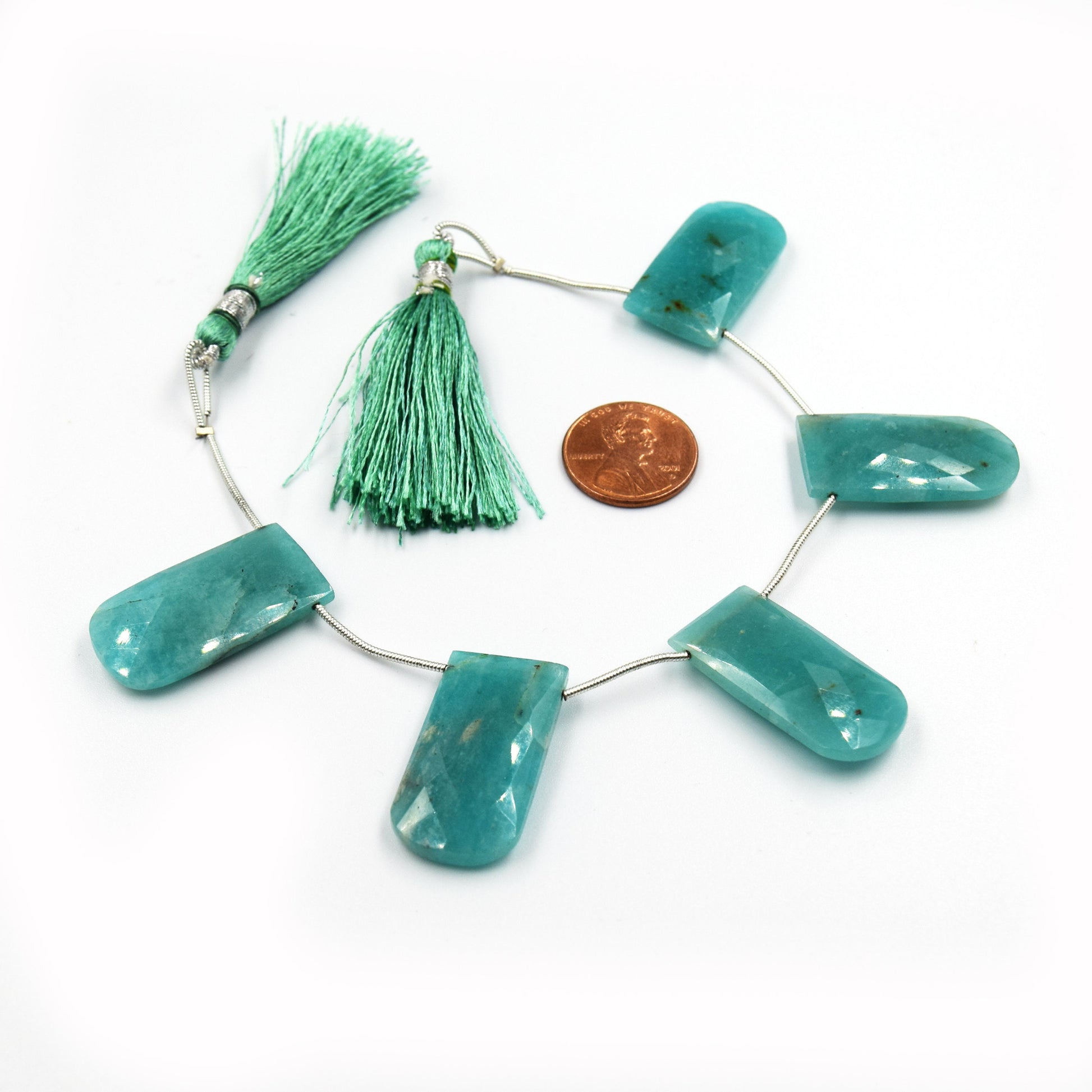 Amazonite Beads | Hand Cut Indian Gemstone | 15mm x 30mm U Shaped Beads 