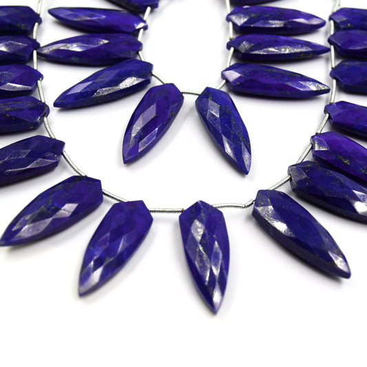 Lapis Lazuli Beads | Hand Cut Indian Gemstone | 10mm x 30mm Tie Shield Shaped Beads