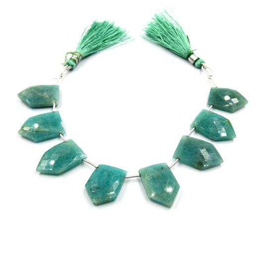 Amazonite Beads | Hand Cut Indian Gemstone | 12mm x 25mm Shield Shaped Beads