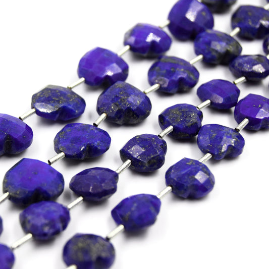 Lapis Lazuli Beads | Hand Cut Indian Gemstone | 10mm And 12mm Heart Shaped Beads