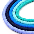 African Vinyl Beads | 8mm Blue Aqua Teal Vinyl Clay Heishi Disc Beads (Approx. 350 Beads)