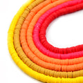 African Vinyl Beads | 6mm Red Orange Yellow Vinyl Clay Heishi Disc Beads (Approx. 350 Beads)