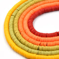 African Vinyl Beads | 8mm Red Orange Yellow Vinyl Clay Heishi Disc Beads (Approx. 350 Beads)