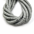 African Vinyl Beads | 6mm Gray White Black Vinyl Clay Heishi Disc Beads (Approx. 350 Beads)