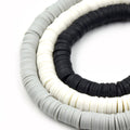 African Vinyl Beads | 8mm Gray White Black Vinyl Clay Heishi Disc Beads (Approx. 350 Beads)