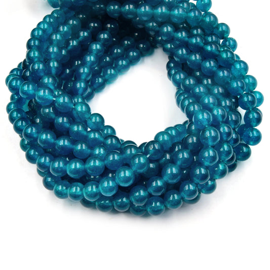 Jade Beads | Dyed Smooth Round,Gemstone Beads  | Blue Teal Turquoise Green White Beads - 4mm 6mm 8mm 10mm 12mm Available