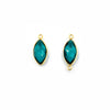 Teal Quartz Bezel | Gold Finish Faceted Transparent Marquise Shaped Pendant Connector Component | Sold Individually