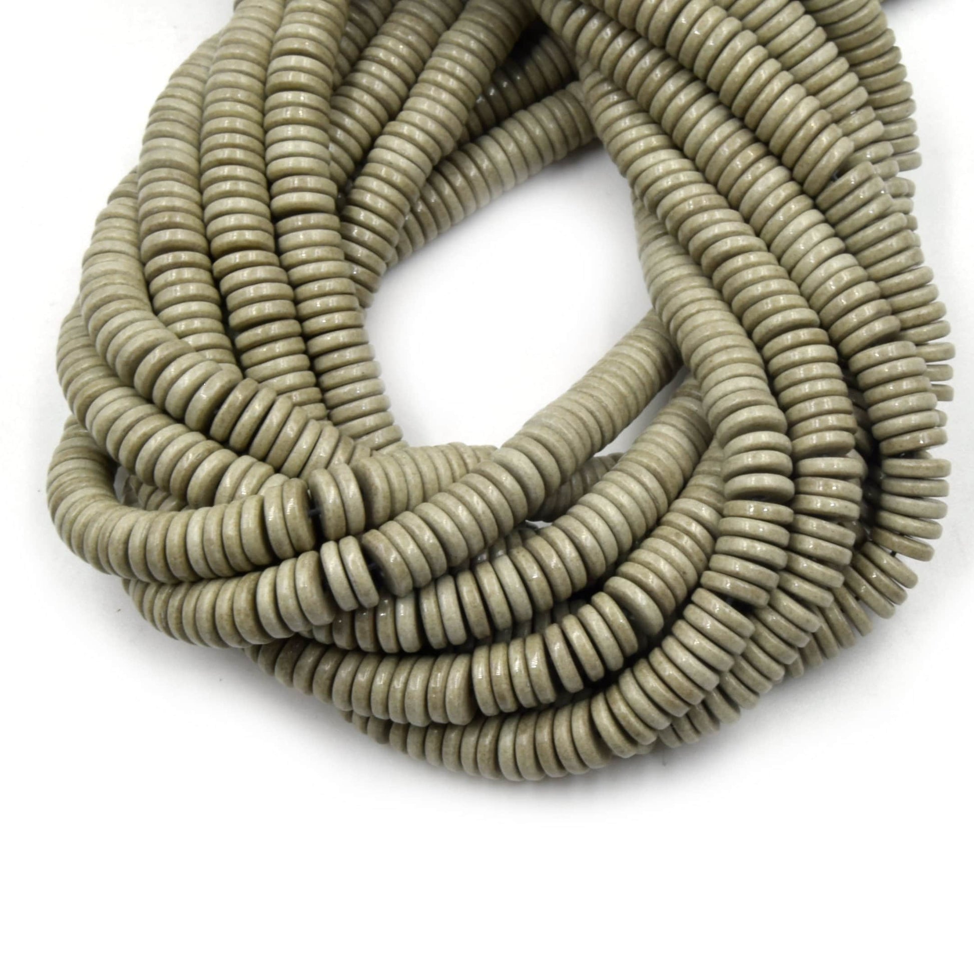 Glass Heishi Beads | Dyed Flat Heishi Shaped Beads | Mint Red Brown | Available in 6mm