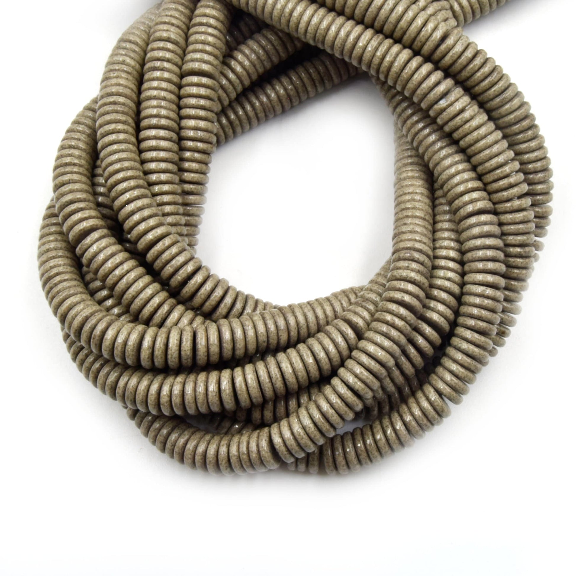Glass Heishi Beads | Dyed Flat Heishi Shaped Beads | Mint Red Brown | Available in 6mm