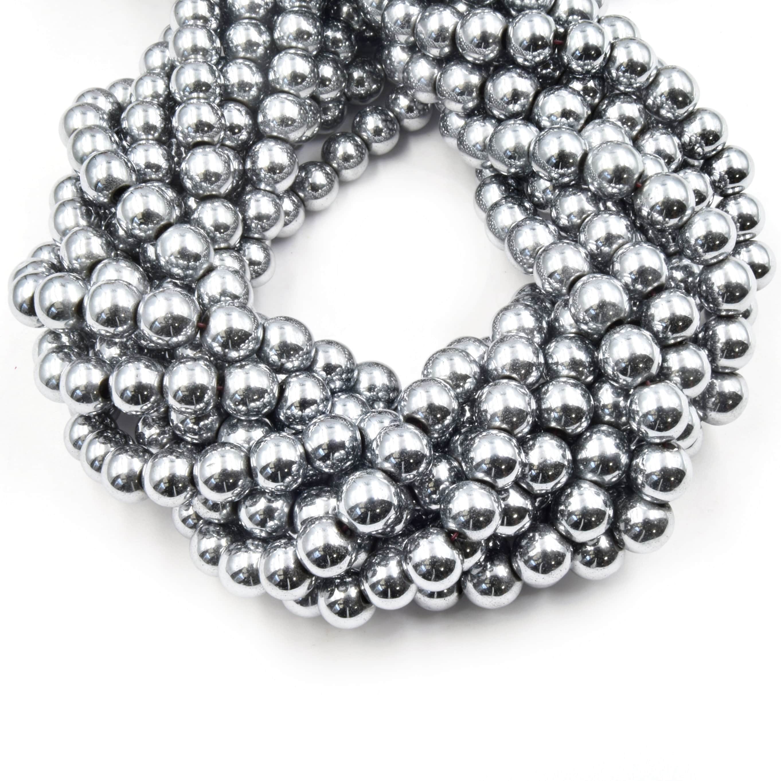 Silver Hematite Beads Round Natural Gemstone Beads 4mm 5mm 6mm 8mm Only Beads