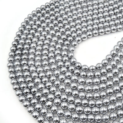 Silver MAGNETIC Hematite Beads | Round Natural Gemstone Beads - 6mm 8mm 10mm Available
