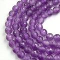 Large Hole Amethyst Beads | Natural Amethyst Faceted Round Shaped Beads with 2.5mm Holes - 7.75" Strand