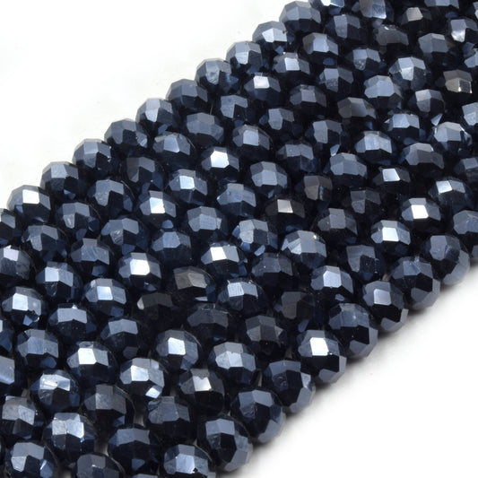 Chinese Crystal Beads | 10mm Faceted Metallic AB Rondelle Shaped Crystal Beads | Blue Purple White Gray Available