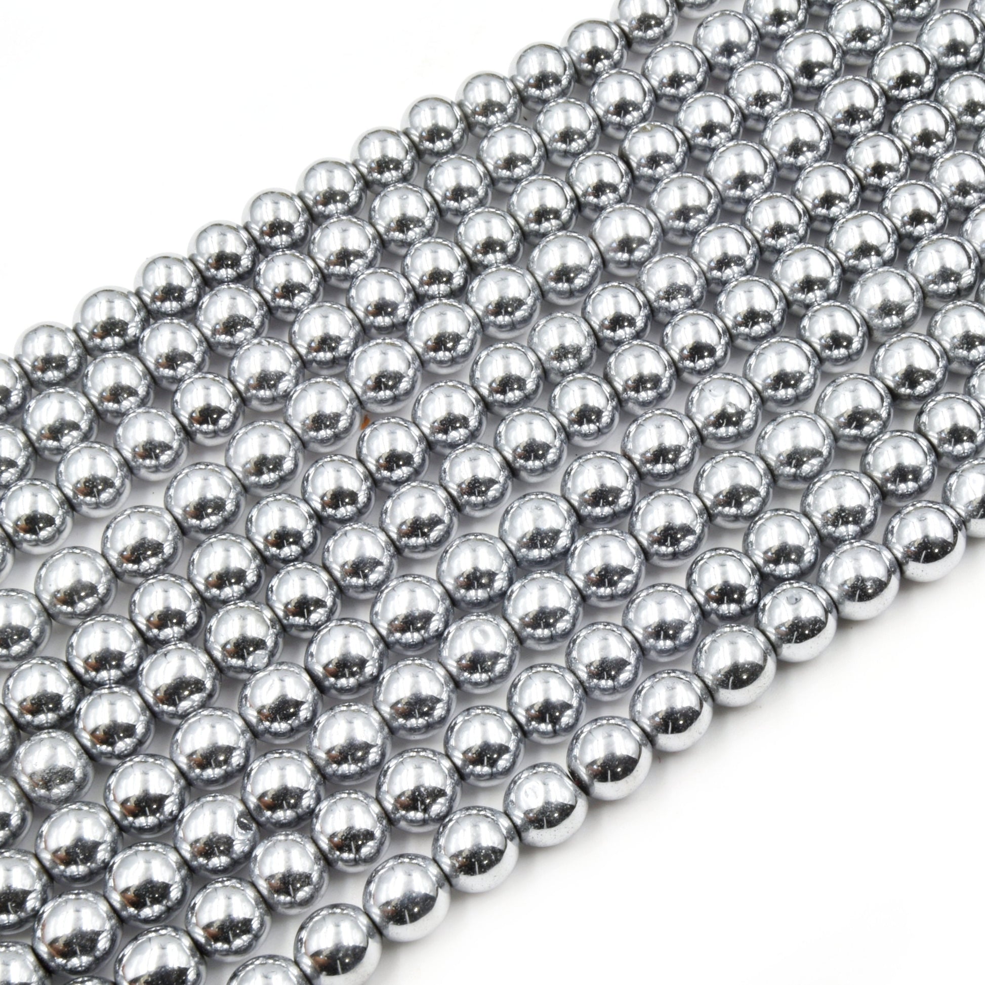 Silver MAGNETIC Hematite Beads | Round Natural Gemstone Beads - 6mm 8mm 10mm Available