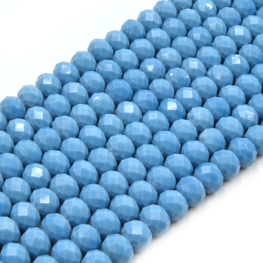 Chinese Crystal Beads | 8mm Faceted Opaque Rondelle Shaped Crystal Beads | Teals, Greens
