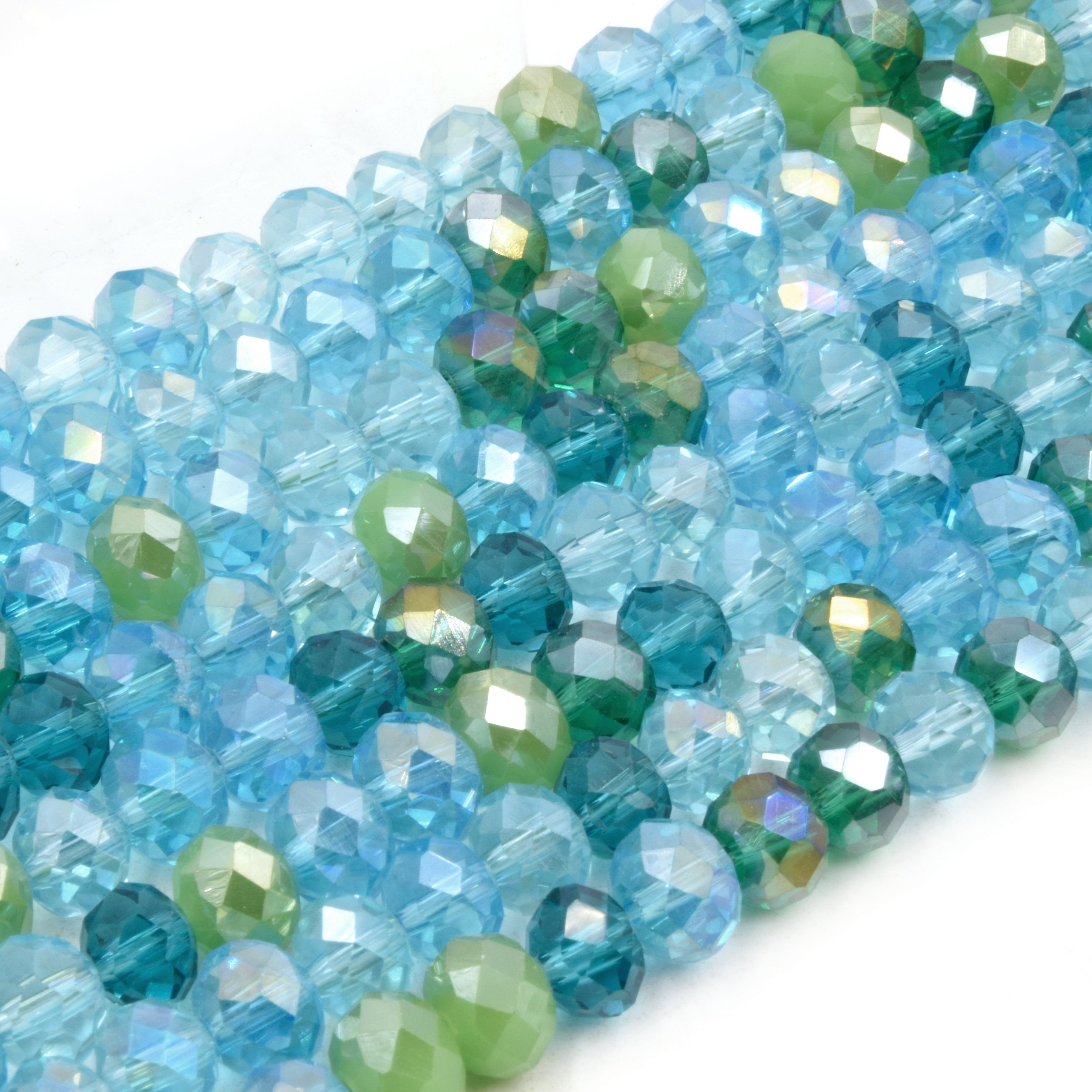 Handmade Faceted Crystal Rondelle Beaded Necklace – 5x8mm Multi-Color AB – 28 To 55 Inches