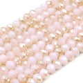 Chinese Crystal Beads | 8mm Faceted Semi Opaque Rondelle Shaped Crystal Beads | Peach Pink Clear